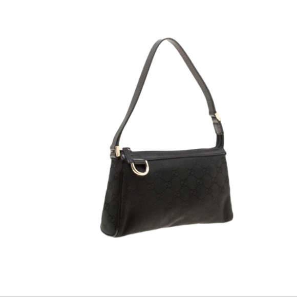 Gucci Black GG Canvas and Leather D Ring Abbey Pochette - Picture 1 of 14